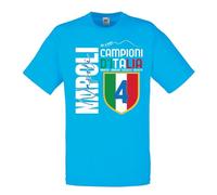 T-shirt Napoli Champione Quarto Scudetto Sartoriale idée cadeau fête des pères - unisexe coton Fullprint 100 % bleu force Napoli, bleu ciel, XXL