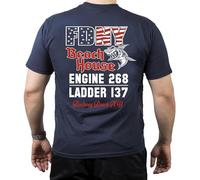 T-shirt Navy, New York City Fire Dept. Beach House (E-268/L-137), Queens, bleu, XL