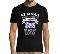 T-shirt - ne jamais sous-estimer un Octogénaire - Noir - Coton - Manches courtes S