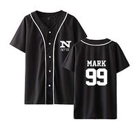 T-Shirt Neo Zone Impression à col V Baseball Chemise Été Cardigan à Manches Courtes Bouton Tee Tops Taeil HAECHAN JAEHYUN TAEYONG Mark YUTA WINWIN DOYOUNG Johnny JUNGWOO