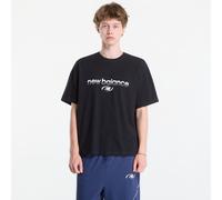 New Balance Homme Trackside T-Shirt en Noir, Jersey de Coton, Taille L