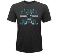 T-shirt NHL Superstripe, graphisme de l'équipe des San Jose Sharks devant, taille : 152 L