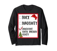 T-shirt Nice Naughty Innocent Until Proven Guilty Christmas List Manche Longue
