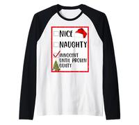 T-shirt Nice Naughty Innocent Until Proven Guilty Christmas List Manche Raglan
