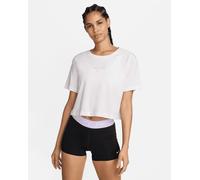 T-Shirt Nike Femme Dri Fit Pro Crop Manches Courtes - 100 (Blanc/Violet)