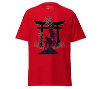 T-shirt Ninja Samurai - Torii Gate Alliance Design pour joueurs - T-shirt esthétique guerrier japonais inspiré de l'univers féodal Japan Shadows - Coton doux, Rouge, M