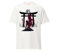 T-shirt Ninja Samurai - Torii Gate Alliance Design pour joueurs - T-shirt esthétique guerrier japonais inspiré de l'univers féodal Japan Shadows - Coton doux, blanc, S