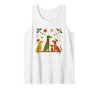 T-Shirt Noël Chiens Style Mid-Century Modern Rétro 50s 60s Débardeur