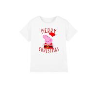 T-shirt Noel coton peppa pig merry christmas blanc 7/8A