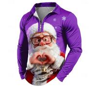 T Shirt Noel Homme Rigolo Pull Homme à Manches Longues Zippé De Tour Confortable Et Doux pour Tenue DéContractéE ÉVéNements Festifs Et RéUnions Familiales