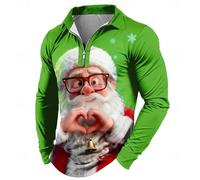 T Shirt Noel Homme Rigolo Pull Homme à Manches Longues Zippé De Tour Confortable Et Doux pour Tenue DéContractéE ÉVéNements Festifs Et RéUnions Familiales