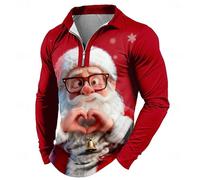 T Shirt Noel Homme Rigolo Pull Homme à Manches Longues Zippé De Tour Confortable Et Doux pour Tenue DéContractéE ÉVéNements Festifs Et RéUnions Familiales