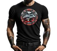 T-shirt noir avec motif de voiture de sport Mustang - Style exclusif pour les amateurs de vitesse et les muscle Cars