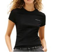 Vêtements Tommy Jeans TJW SLIM LINEAR SS T pour S Noir