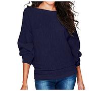 T-shirt noir pour femme - Chemisier décontracté tendance - Top à paillettes - Costume pour femme, bleu, XL