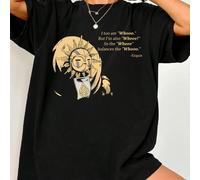 T-shirt noir simple à col rond à manches courtes pour tous les jours, avec imprimé graphique "Esquie Clair Obscur Expedition", pour femmes grande taille 0XL,1XL,2XL,3XL,4XLTissu tricoté