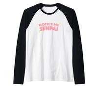 T-Shirt « Notice Me Senpai » avec Inscription « I Hope Senpai Will Notice Me » Manche Raglan