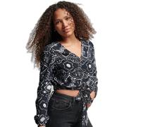 Superdry Vintage Tie Front Long Sleeve Blouse Noir M Femme