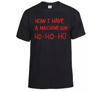 T-Shirt « Now I Have A Machine Ho » pour Homme inspiré par Die Hard Tee Top, T-Shirt Noir imprimé Rouge, L