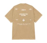 T-shirt Obey autour du globe tee - pigment lumiere kaki BROWN L