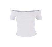Urban Classics T-shirt organique femme épaules dénudées côtelé Blanc 2XL