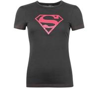T-Shirt Officiel DC Comics Gris et Rose Brillant Superman Grandes Tailles Femme XXL