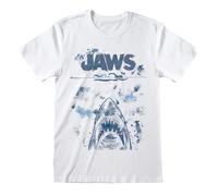 T-shirt officiel Jaws Movie Poster - Blanc - Impression monochrome - T-shirt graphique rétro sous licence Universal Studios pour homme et femme, blanc, S