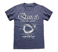 T-shirt officiel Jaws Quint's Shark Fishing - Bleu marine chiné - T-shirt graphique vintage pour homme et femme - Vêtements sous licence Universal Studios, bleu, L