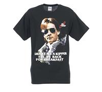 T-shirt officiel noir pour adultes avec slogan « Smoke Me A Kipper ». Personnage Arnold « Ace » Rimmer. [français non garanti] - noir - Large