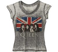T-shirt officiellement homologué de dames Queen Vintage Union Jack Burnout