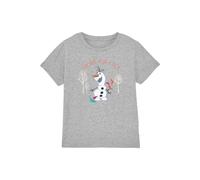 T-shirt olaf coton la reine des neiges never too cool gris chiné 5/6A