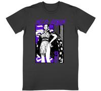 T-Shirt One Piece Nico Robin éco-Responsable (FR/ES, Alpha/Lettres, L, Taille Normale, Taille Normale, Noir)