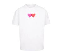 T-shirt oversirze Merchcode Hugs & Love - Two Hearts Heavy Blanc M