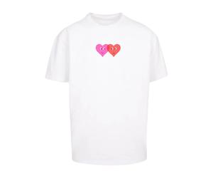 T-shirt oversirze Merchcode Hugs & Love - Two Hearts Heavy Blanc S