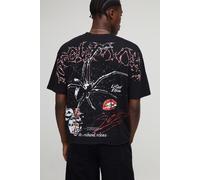 T-shirt oversize à bords bruts et imprimé araignée homme - noir - M, noir