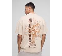 T-shirt oversize à col montant et imprimé Monaco homme - beige - XS, beige
