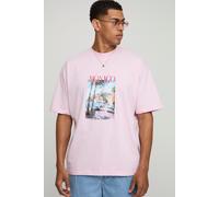 T-shirt oversize à col montant et imprimé Monaco homme - rose - XL, rose
