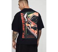T-shirt oversize à col montant et imprimé Playboy homme - noir - XS, noir