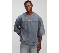 T-shirt oversize à col V en jean homme - gris - L, gris
