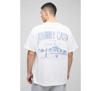 T-shirt oversize à imprimé Johnny Cash homme - blanc - XS, blanc