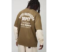 T-shirt oversize à manches longues homme - dark olive - S, dark olive