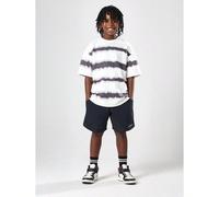 T-shirt oversize à motif rayures tie-dye avec slogan "Keep Pushing Forward". Style décontracté, cool et urbain, mode jeune 8Y,9Y,10Y,11Y,12YLettres,RayéPolyester