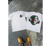 T-shirt oversize avec motif drapeau algérien déchiré, imprimé recto verso, , décontracté, col rond, 220 g/m², pur coton (1 pièce) T-shirt oversize en coton pour homme, imprimé recto verso. Confortable