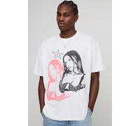 T-shirt oversize blanc à col montant et imprimé Olivia Rodrigo homme - L, blanc
