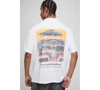 T-shirt oversize blanc à imprimé voiture homme - M, blanc