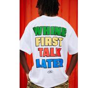T-shirt oversize blanc à slogan Whine First Talk homme - L, blanc