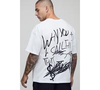T-shirt oversize blanc à slogan Who's Calling homme - M, blanc