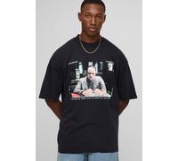 T-shirt oversize délavé à col montant et imprimé graffiti homme - acid wash black - L, acid wash black