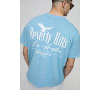 T-shirt oversize délavé à imprimé Beverly Hills homme - bleu - XS, bleu