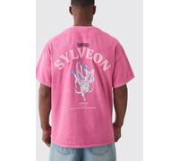 T-shirt oversize délavé à imprimé Pokémon homme - rose - S, rose